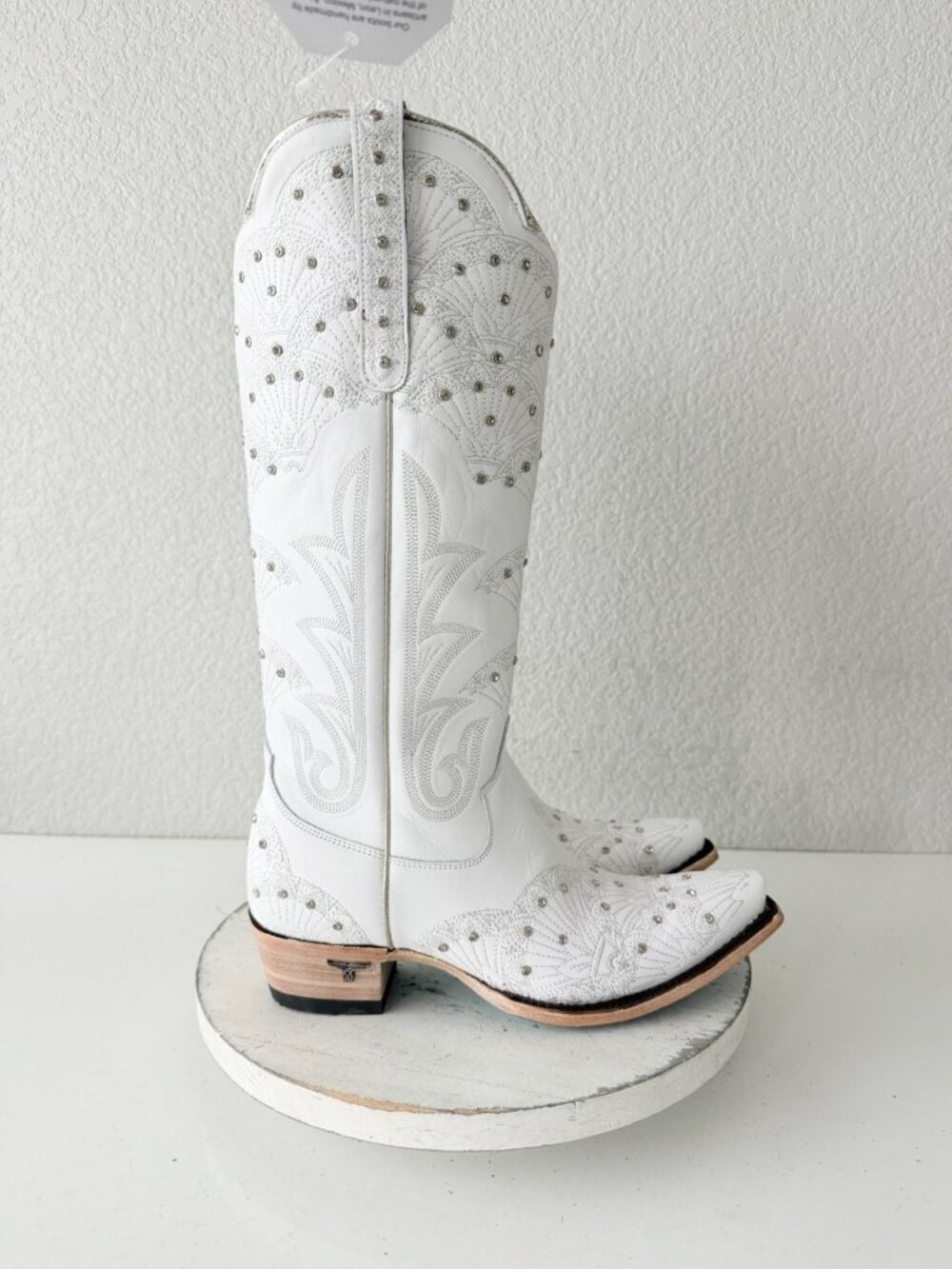 Lane Boots Calypso White Snip Toe Tall Cowboy Boots Western Cowgirl Size 8.5 - Picture 3 of 12